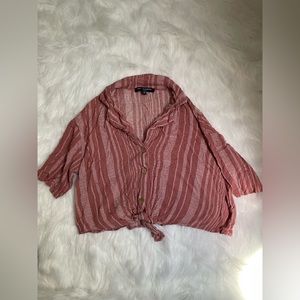 Pink Cropped Tied Up Blouse